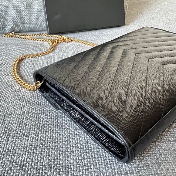 Saint Laurent Monogram Wallet on Chain Grained Leather Black (Pre-owned) - Picture 10 of 16